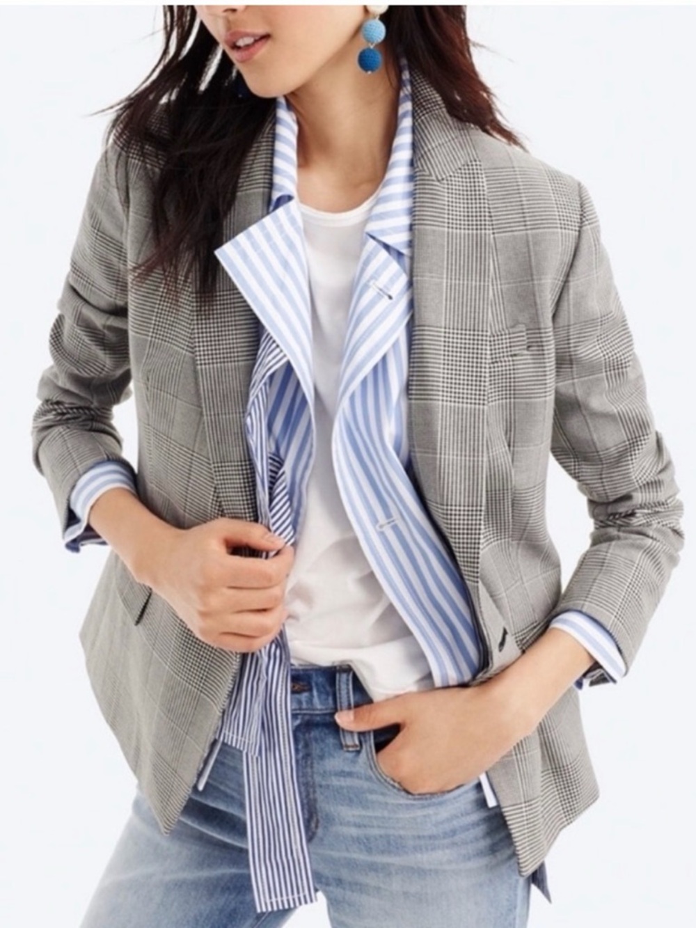 J. Crew Dover Double Breasted Blazer in Glen Plaid